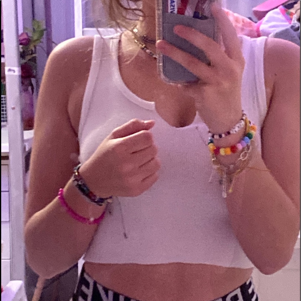 White Ribbed Tank Top